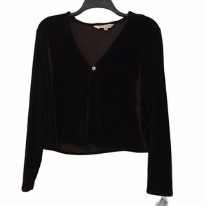 NWT John Paul Richards Black Velvet Blouse Medium